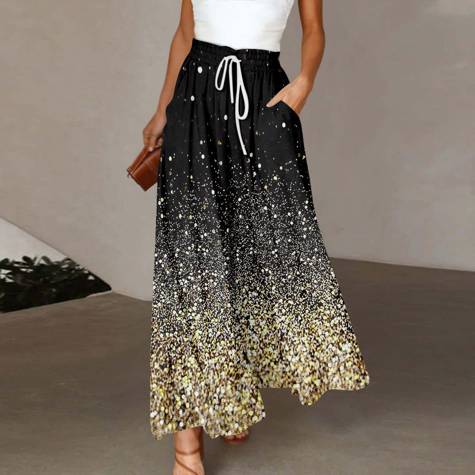 

Женские широкие брюки с высокой талией, летние повседневные свободные брюки с карманами, пляжные брюки с принтом XL жёлтый