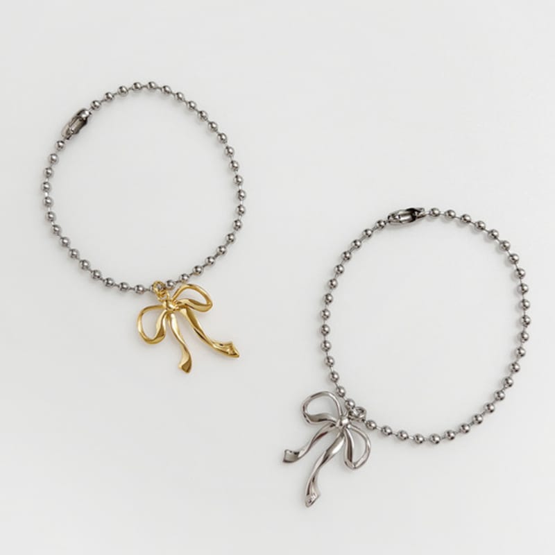 August Harmony Bow Ball Chain Bracelet / 2color