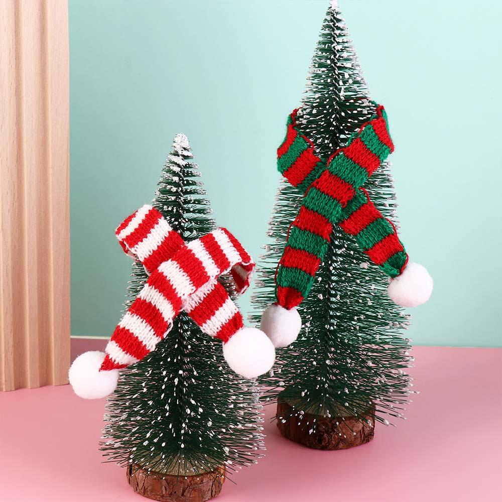 Red And White Knit Scarf Doll  Decoration Stripes Mini Knitting Scarf  Xmas Tree Ornament