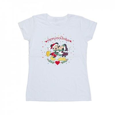 Womens/Ladies Mickey Mouse Mickey Minnie Christmas Cotton T-Shirt