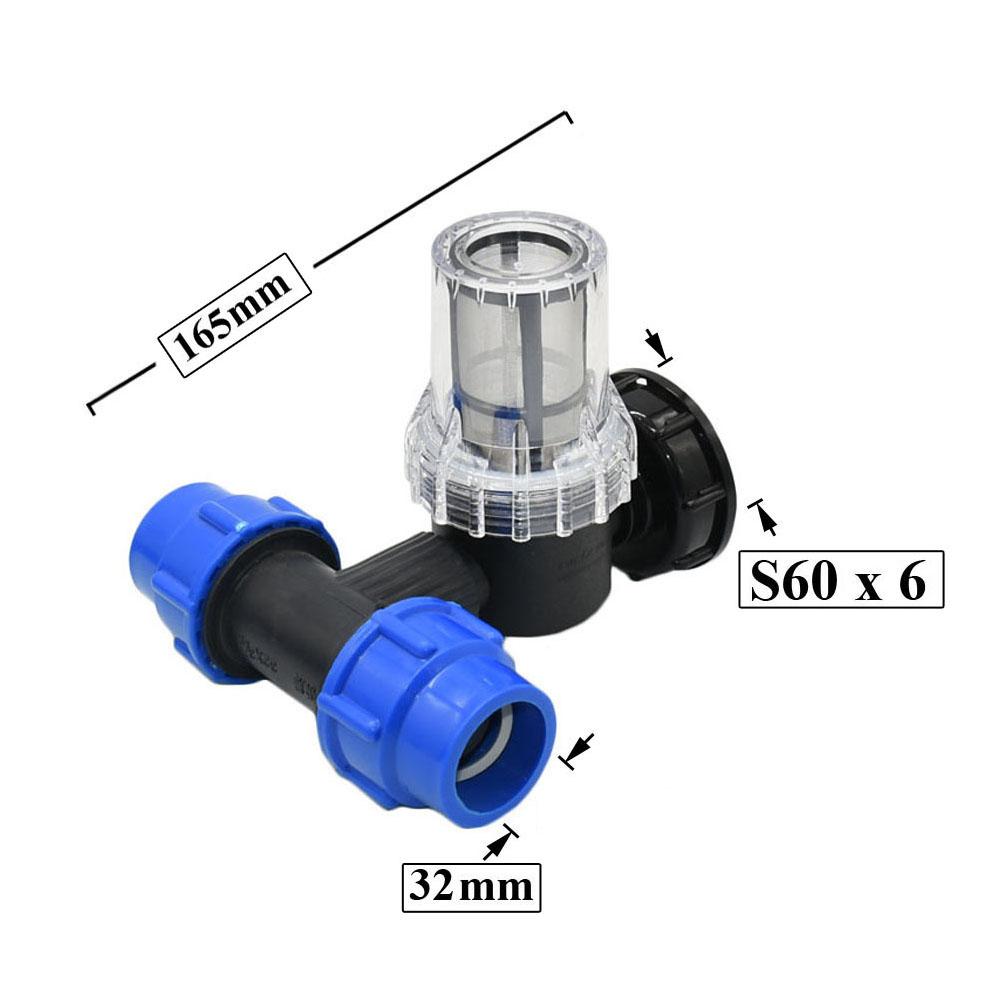 Złączka do rur z tworzywa PE 20/25/32mm Filtr S60 Adapter IBC Trójnik Kolanko Rozdzielacz Wody na 2 drogi Złącze Rury Do Nawadniania Farmy