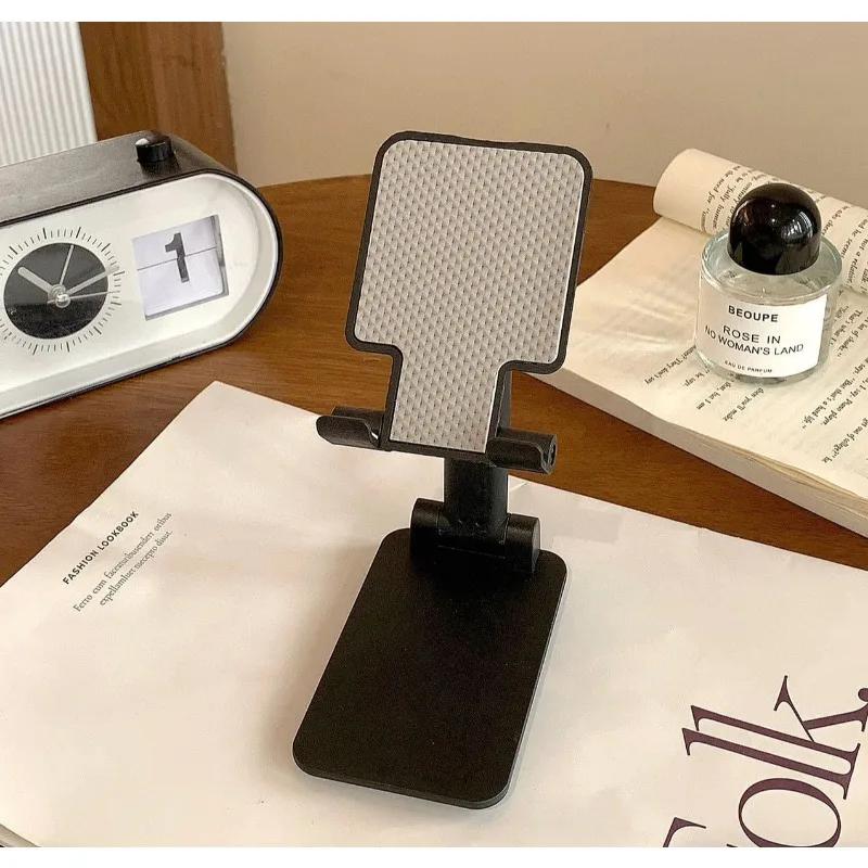 Faltbarer Telefonständer, einstellbarer Winkel und Höhe, mit Silikonpolster, geeignet für den Schreibtisch, vollständig faltbarer Telefonständer, kompatibel