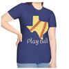 Texas Softball Play Ball T-Shirt | State Unisex Baseball Design Great Gift