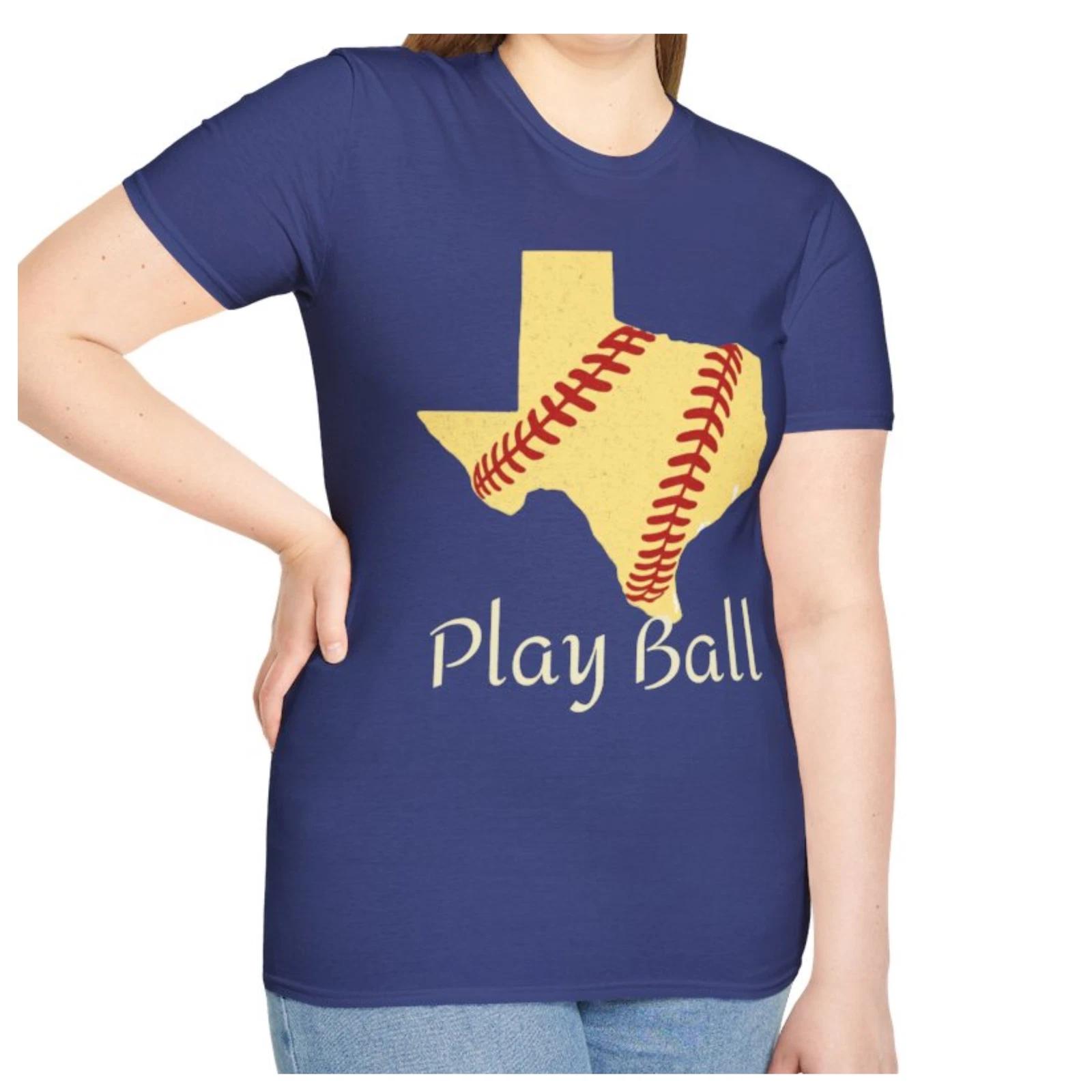 Texas Softball Play Ball T-Shirt | State Unisex Baseball Design Great Gift 2XL