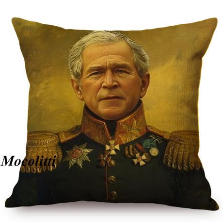 Military Generals Oil Painting Art Decorative Throw Pillow Case Celebrity Star General Costume Design Bedroom Sofa Cushion Cover