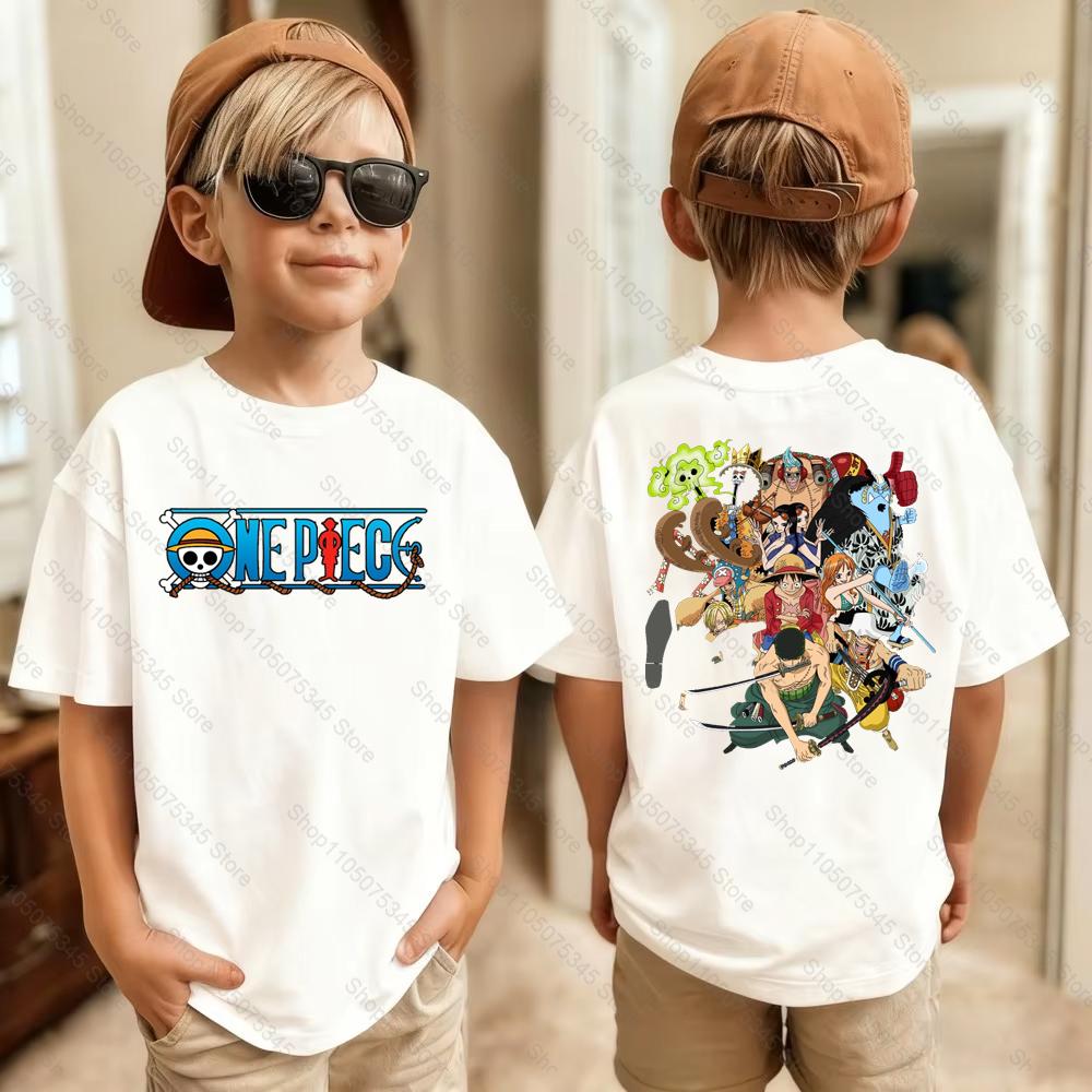 One Piece Japanese Anime Printed Mens TShirt Roronoa Zoro Boy Childrens Harajuku Short Sleeve Kids Luffy Tshirt Clothing