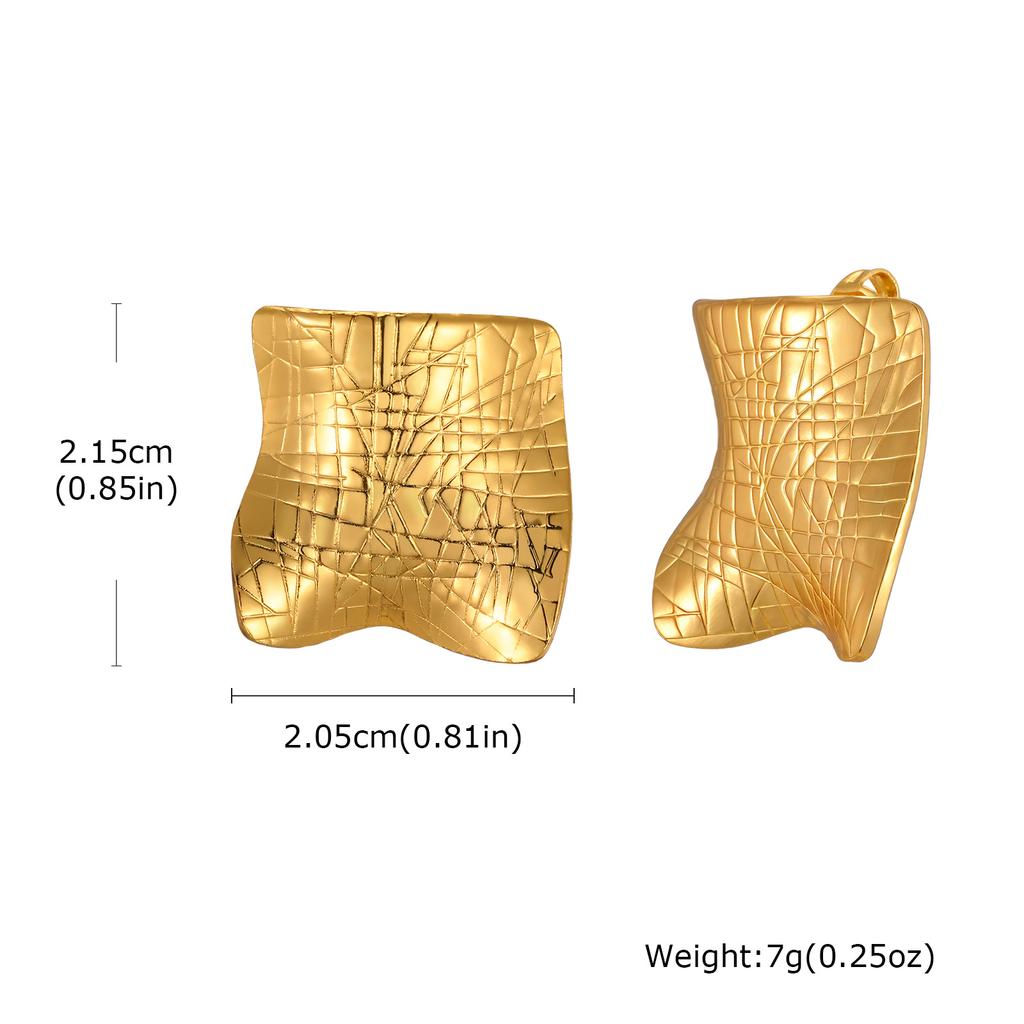 Geometry Texture Earring for Women Studs, Exaggerated Square Gold Color Earring, Statement Jewelry Wholesale
