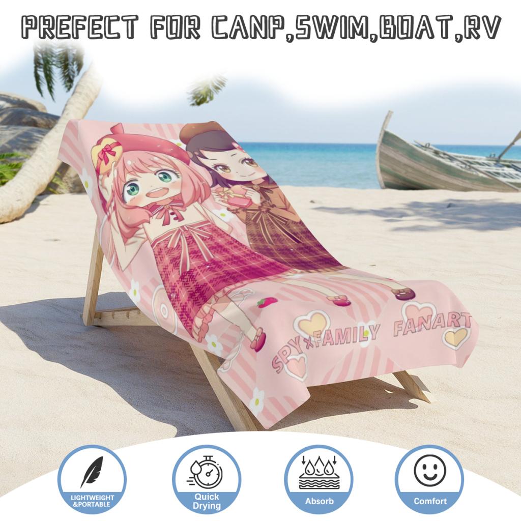 Spy X Family Anime Strandtuch Poncho Badetücher Überwürfe Schnelltrocknend Sandfrei Yoga Spa Fitnessstudio Pool