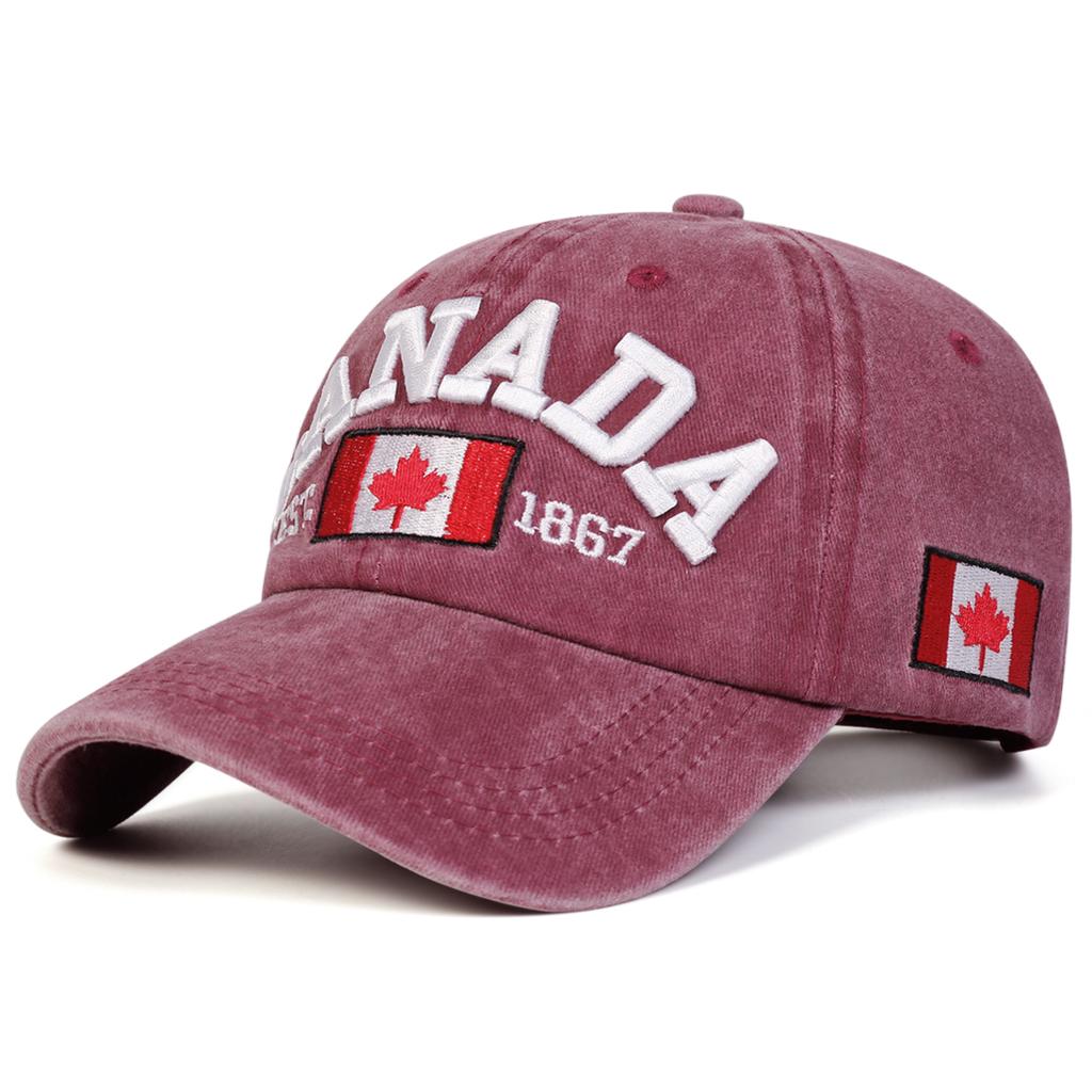 Unisex CANADA Letter Embroidery Wash Baseball Caps Spring Autumn Outdoor Adjustable Casual Hats Sunscreen Hat Sports Cap
