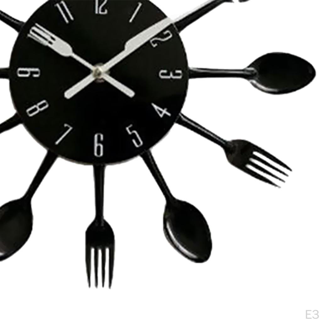 Kitchen Wall Clock 3D Creative Kitchen Spoon Fork Mirror Wall Sticker Decal