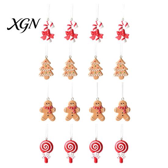Decorative Pendants for Garlands 4 Pcs Gingerbread Christmas Ornaments, Candy Cane, Tree, Lollipop, Sweet Style Ornaments Man Xmas Tree Hanging