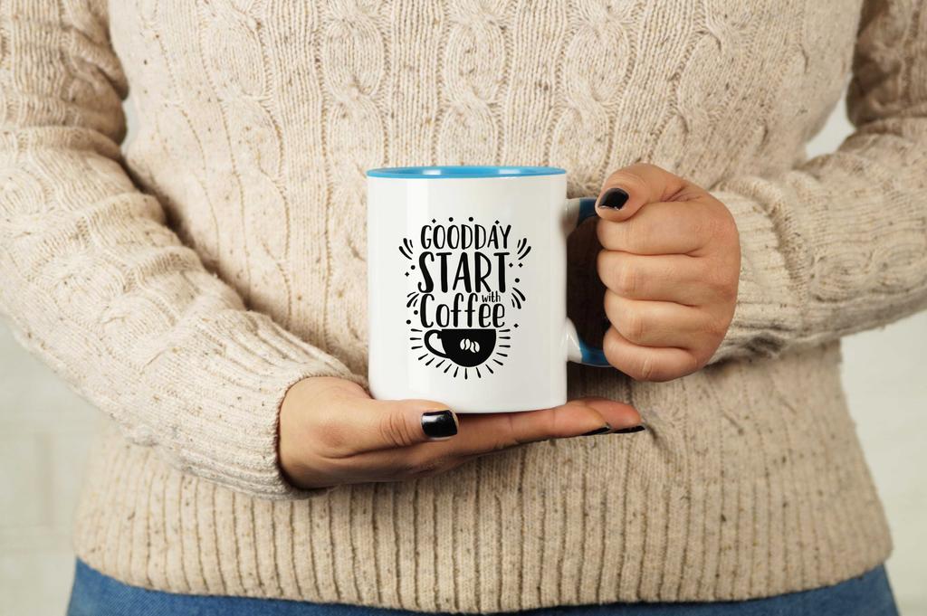 Inkdotpot Goodday Start With Coffee 11 Oz Ceramic Coffee Mugs Great For Co-worker Boss Gift For Coffee