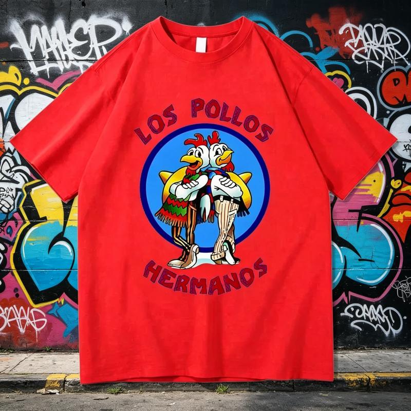 Los Pollos Herunisexos Graphic T Shirt Breaking Bad Vintage Tv Show Streetwear Unisex Oversized Short Sleeve Hip Hop Printed Tees