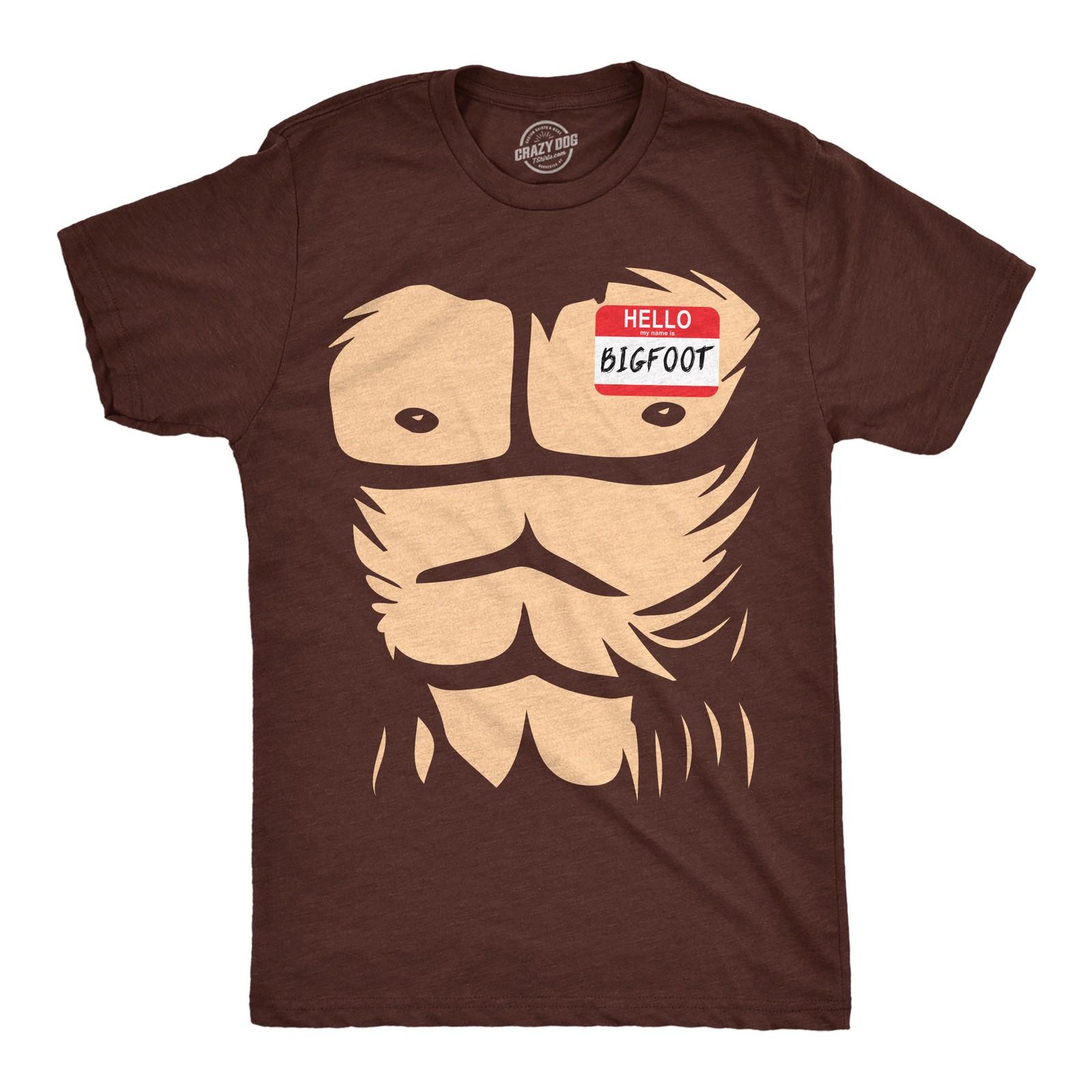 Mens Funny T Shirts Hello My Name Is Bigfoot Sarcastic Sasquatch Graphic Novelty S