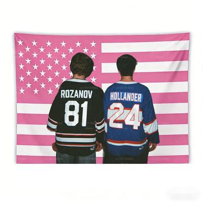 Arazzo Rivalità Accesa Rozanov 81 Hollander 24 Appeso a Parete Rosa Bandiera Americana Giocatore di Hockey Poster Decorazione Stanza dei Fan