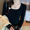 Thin Knitted Sweater Early Autumn New Women's Niche Design Sense Inner Square Collar Base Shirt Short Slim Sweater
