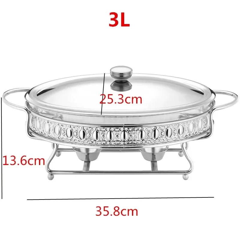 Food Warmer Buffet Luxury Golden Oval Hotel Wedding Chafing Dish Stainless Steel Glass Serving Dish Hot Pot Small Chafing Dish