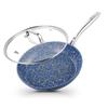 HLAFRG 10-inch Non-stick Frying Pan with Lid Granite Coated Egg Pan Cooking Pot with Stainless Steel Handle Induction Compatible