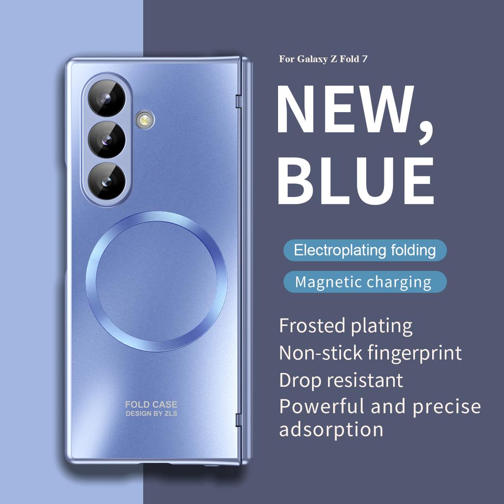 For Samsung Galaxy Z Fold 7 Case Hard plating Magnetic wireless charging Protective Back Cover Case For Z Fold7 6 5 Phone Shell
