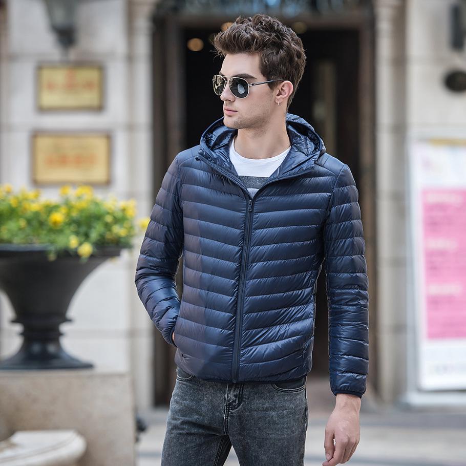 Neue koreanische Version der Daunenjacke, leichte Herren-Kapuzenjacke, groß und kurz