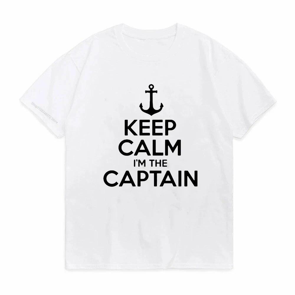 

Футболки «Сохраняйте спокойствие, я капитан», футболки из 100% хлопка, повседневные летние свободные футболки с рисунком, одежда с круглым вырезом, винтажная уличная одежда 4XL