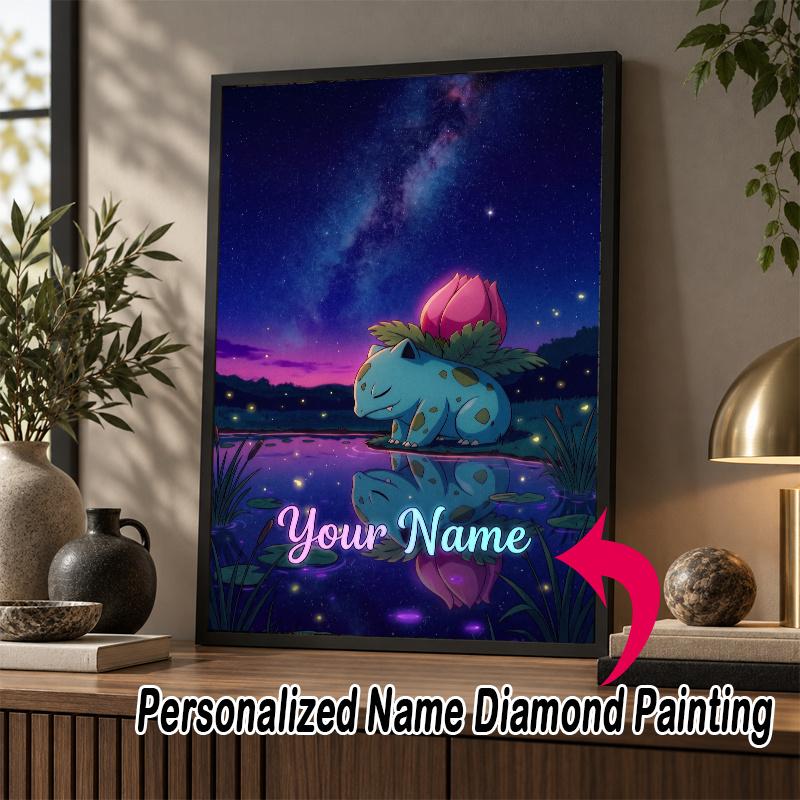 Personalized Bulbasaur Diamond Art Custom Name 5D Diamond Painting Full Drill DIY Craft