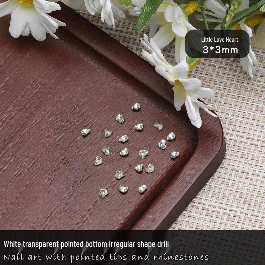 Nail Art Rhinestones: Transparent Pointed Hearts, Axe Heads, Square Rock Candy - Super Shiny Press-on Decorations