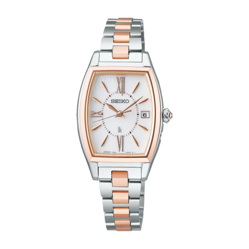 Seiko Watch Lucia Grow SSVW230 Women's Silver and Pink Gold