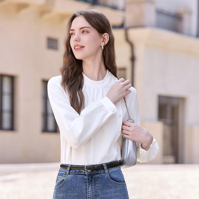 Betu Women's Elegant Oblique Placket Long Sleeve Shirt