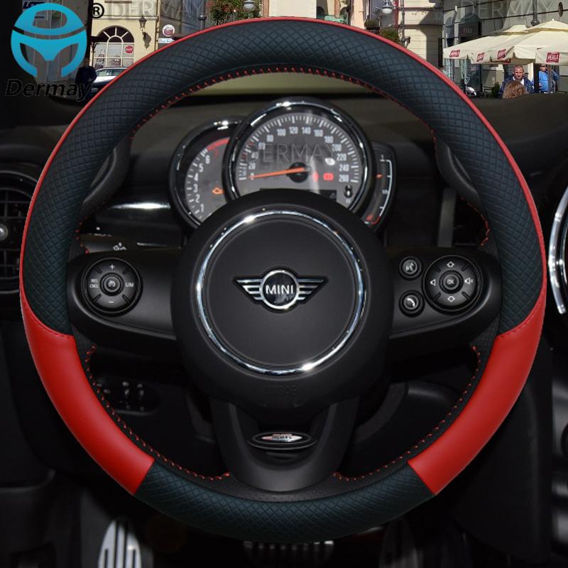 100% DERMAY Merke Lær Bil Rattdeksel for MINI Cooper One Clubman Countryman Clubvan Coupe Auto