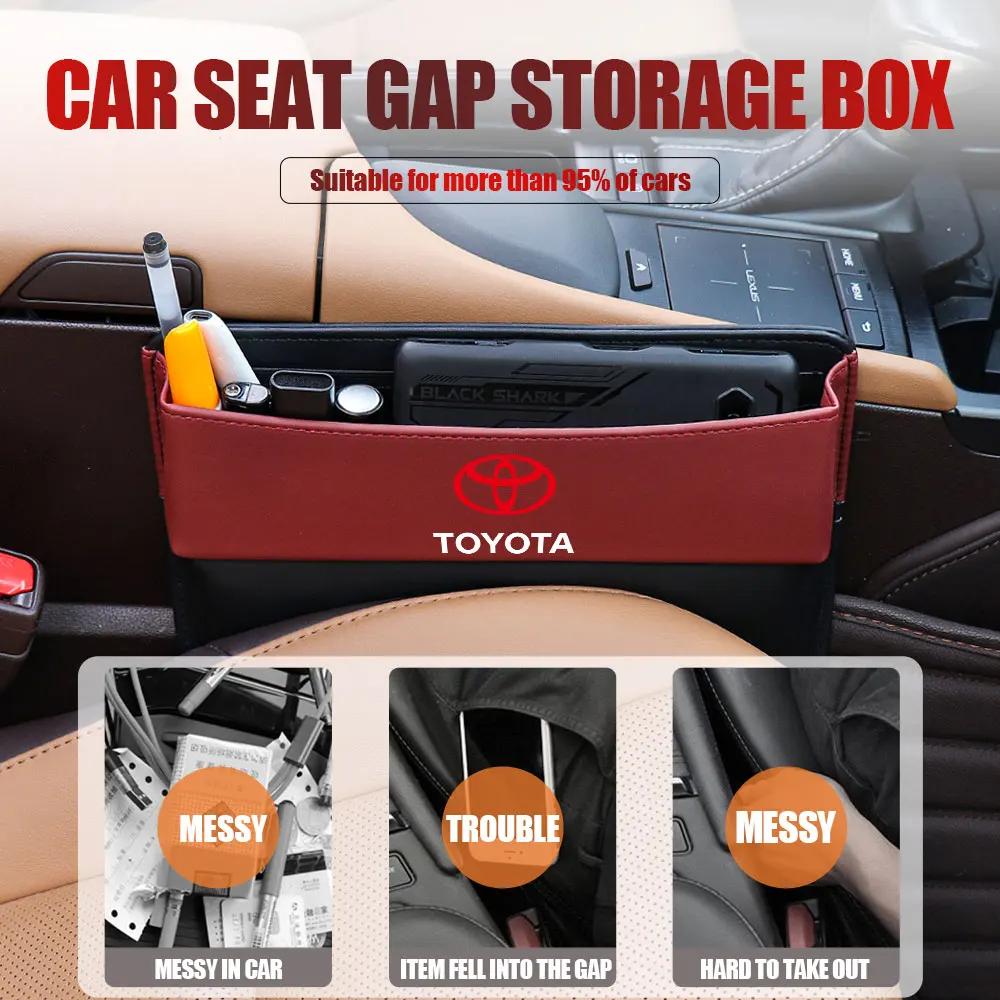 Leather Car Seat Gap Organizer Crevice Storage Box Bags Car Goods For Toyota Prado Rav4 Yaris Hilux Prius Avensis Corolla Camry