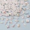 50Pcs Ocean Nail Art Charms Aurora Shell Starfish Mermaid Tail Nail Art Decors Gem Beach  Ice Clear Nail Decorations