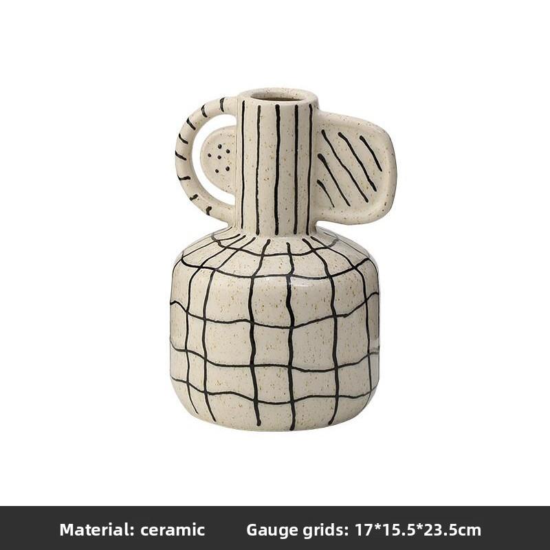 

Retro Ceramic Vases Living Room Desktop Vase Balcony Minimalist Decoration Flower Bottle Home Creative Flowerpot Ornament