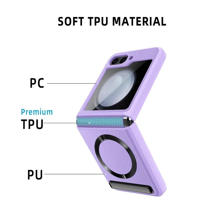 Magnetický stojánek pro Magsafe Pouzdro na telefon pro Samsung Galaxy Z Flip 6 5 Flip6 Flip5 5G Ochranné sklo pantu Kožený kryt