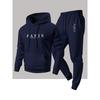 Pariser Romantischer Urbaner Stil Paris Aufdruck Kapuzenpullover und Passende Jogginghose Lässiges Set für Sport und Outdoor