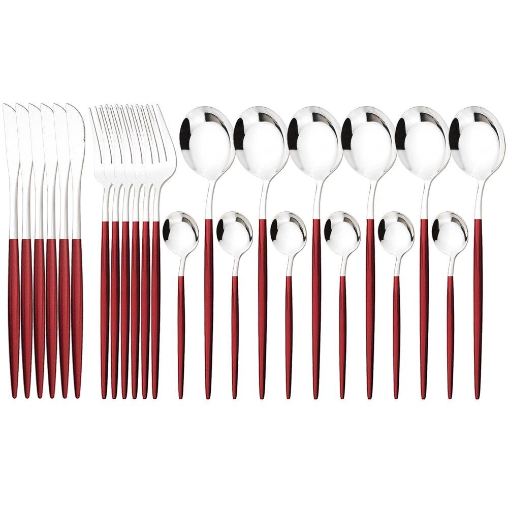 24Pcs Mint Gold Dinnerware Set Knife Fork Coffee Spoon Cutlery Western Stainless Steel Tableware Flatware Kiechen Silverware