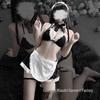Miao Zi Women's Sexy Sheer Maid Role Play Lingerie Set - 3-Piece Open Crotch