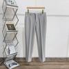 Spring and Autumn Korean Edition British Business Casual High Waist Button Straight Fit Solid Color Nine Split Suit Pants