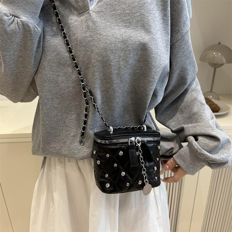 Bag Women's New Fashion Box Bag Rhombus Chain Bag One Shoulder Crossbody Small Square Bag