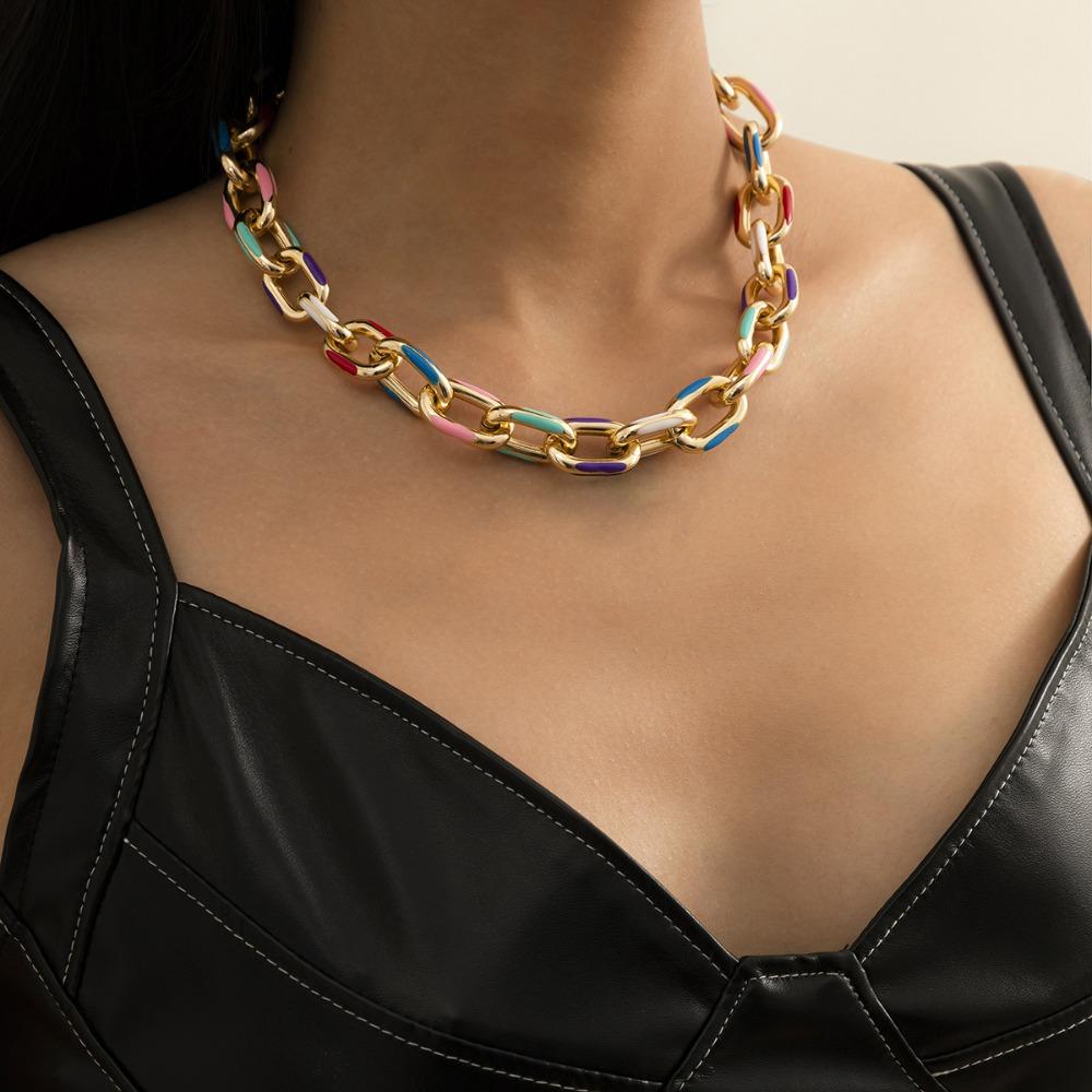 Metal Steampunk Lock Choker Necklace Bohemian Style Chunky Chains Choker  Girls