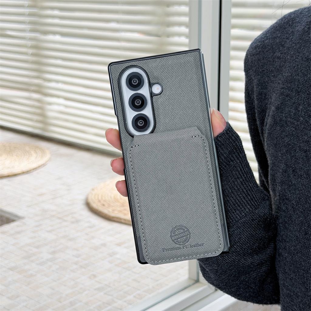 2 In 1 Magnetic Leather Wallet Cards Solt Phone Case for Samsung Galaxy Fold 7 6 5 4 3 Wireless Charging Holder Protective Cover