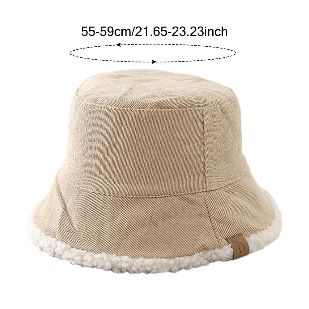 Soft Winter Bucket Hat Lambswool Cold Weather Panama Hat Trendy Corduroy Beanies Cap  for Women