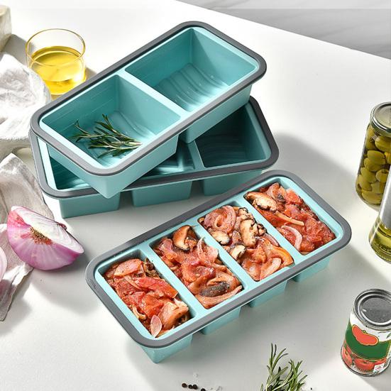 Silicone Food Storage Container with Lid Reusable Freezer Lunch Box Tray Divided Meal Prep Container for Kitchen