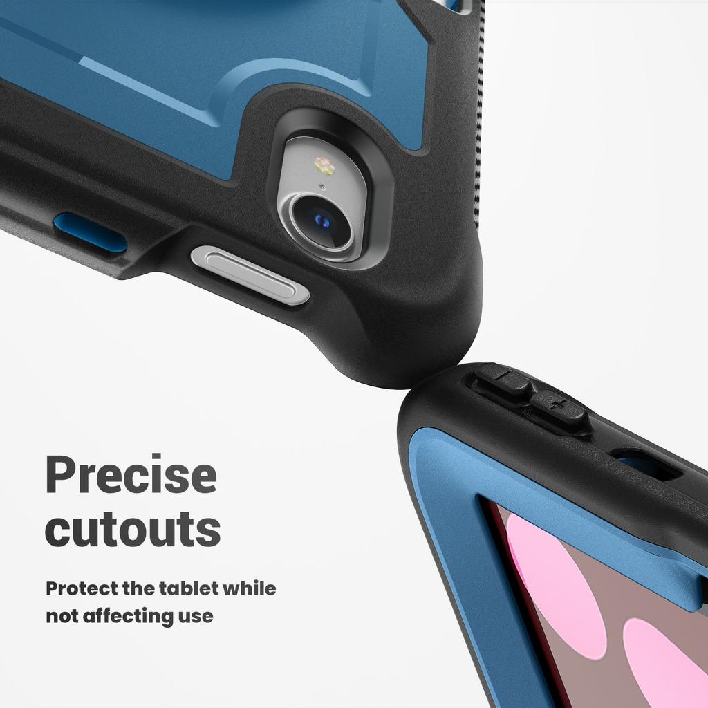 For iPad mini (2024)/(2021) Case Hand Band Kickstand PC + TPU Tablet Cover with Shoulder Strap and Pencil Holder