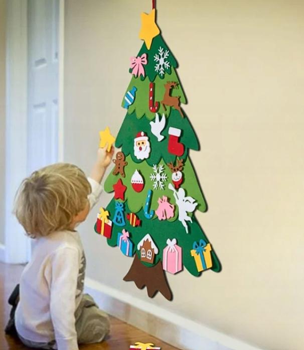 Felt Christmas Tree with 26 Velcro Decorations DIY [Se-Ch1]