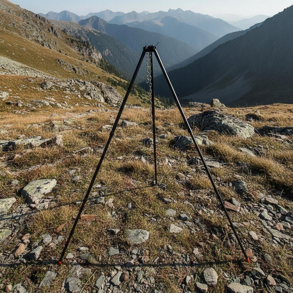 Campfire Cooking Tripod Height-Adjustable Stand with Chain