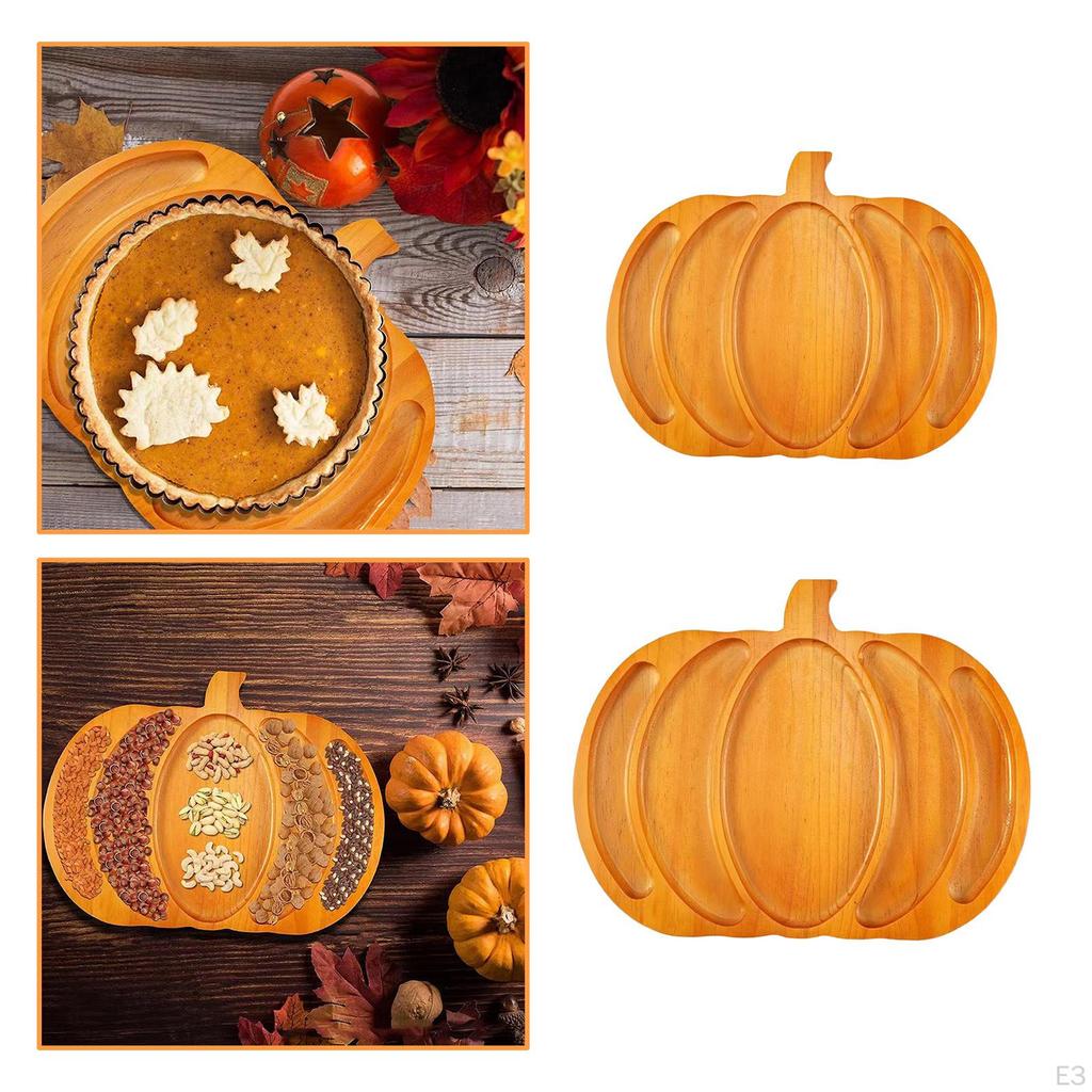 Halloween Pumpkin Shaped Serving Tray, Divided Chip and Board, Appetizer Platter for