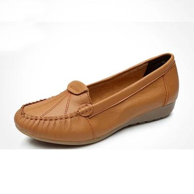 Zapatos 100% de cuero genuino para mujer, bailarinas de cuero de vaca, zapatos informales para mujer, negro, azul, rojo, amarillo, de talla grande 42