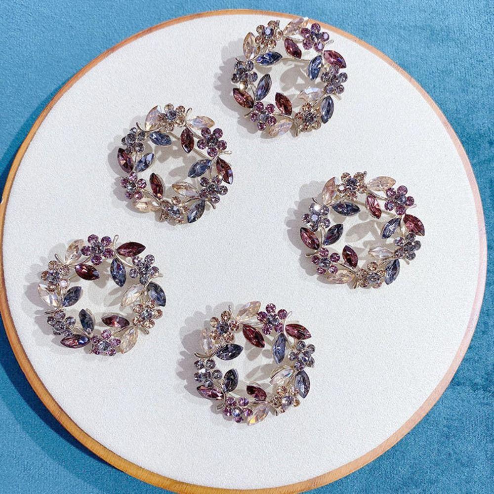 Wreath Olive Wreath Brooch Zinc Zinc Alloy Women Brooch Unique Rhinestone Olive Branch Pin  Gifts