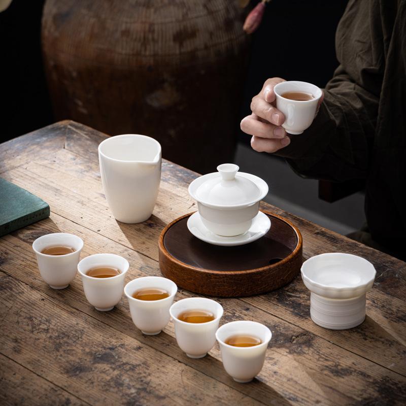 Ceramic Suet Jade Porcelain Travel Tea Set Business Company Corporate Bank Wine Industry Mid-Autumn Festival Gifts